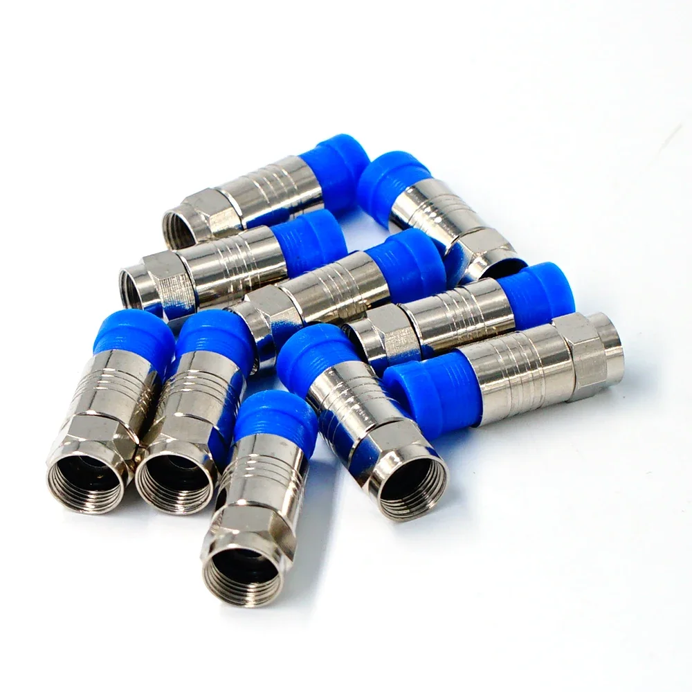 50pcs RG6 compression connector f connection waterproof coaxial cable compression tool