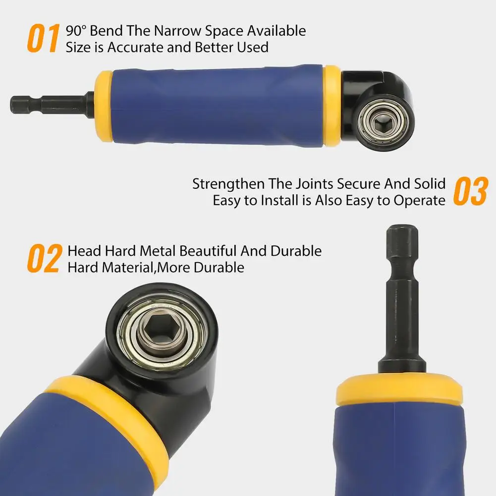 1Pc 90 Degree Right Angle Driver Screwdriver Socket Hand Adapter Tools Set 1/4 Hex Shank For Power Drill Screwdriver Bits Tools