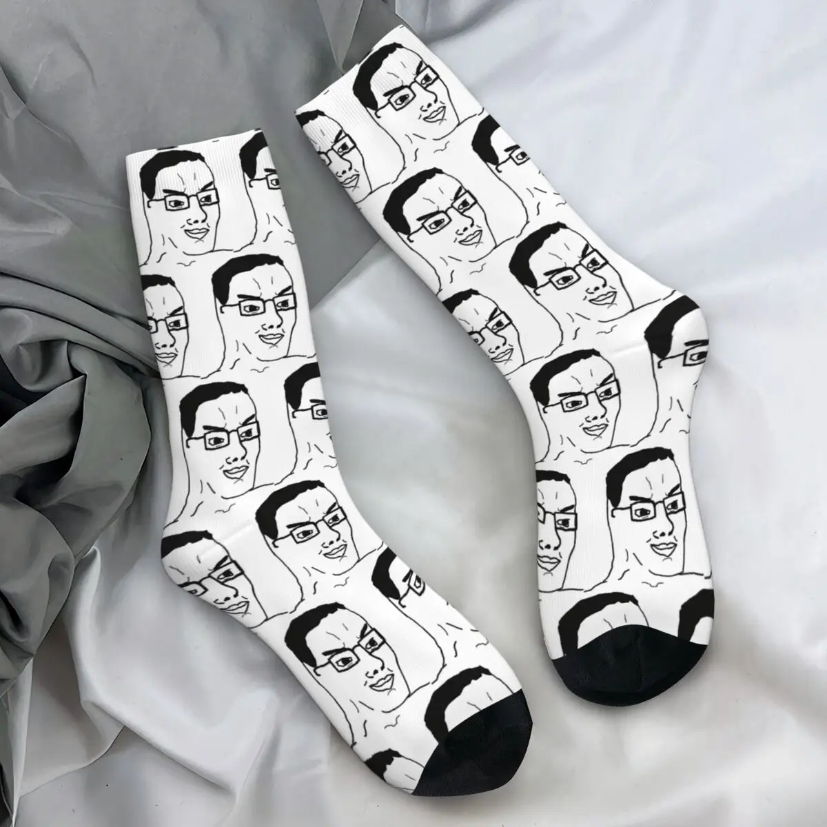 Anime Wojak Soyjak Funny Meme Face Stockings Design Gothic Socks Spring Anti Bacterial Socks Unisex Men Running Sports Socks