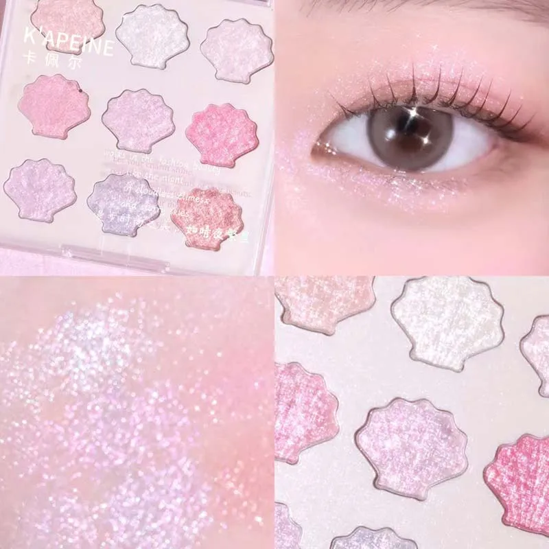 Multicolor Shell Eyeshadow Palette with Fine Glitter Pearlescent Finish Silky Smooth Texture Easy to Blend for Eye Makup