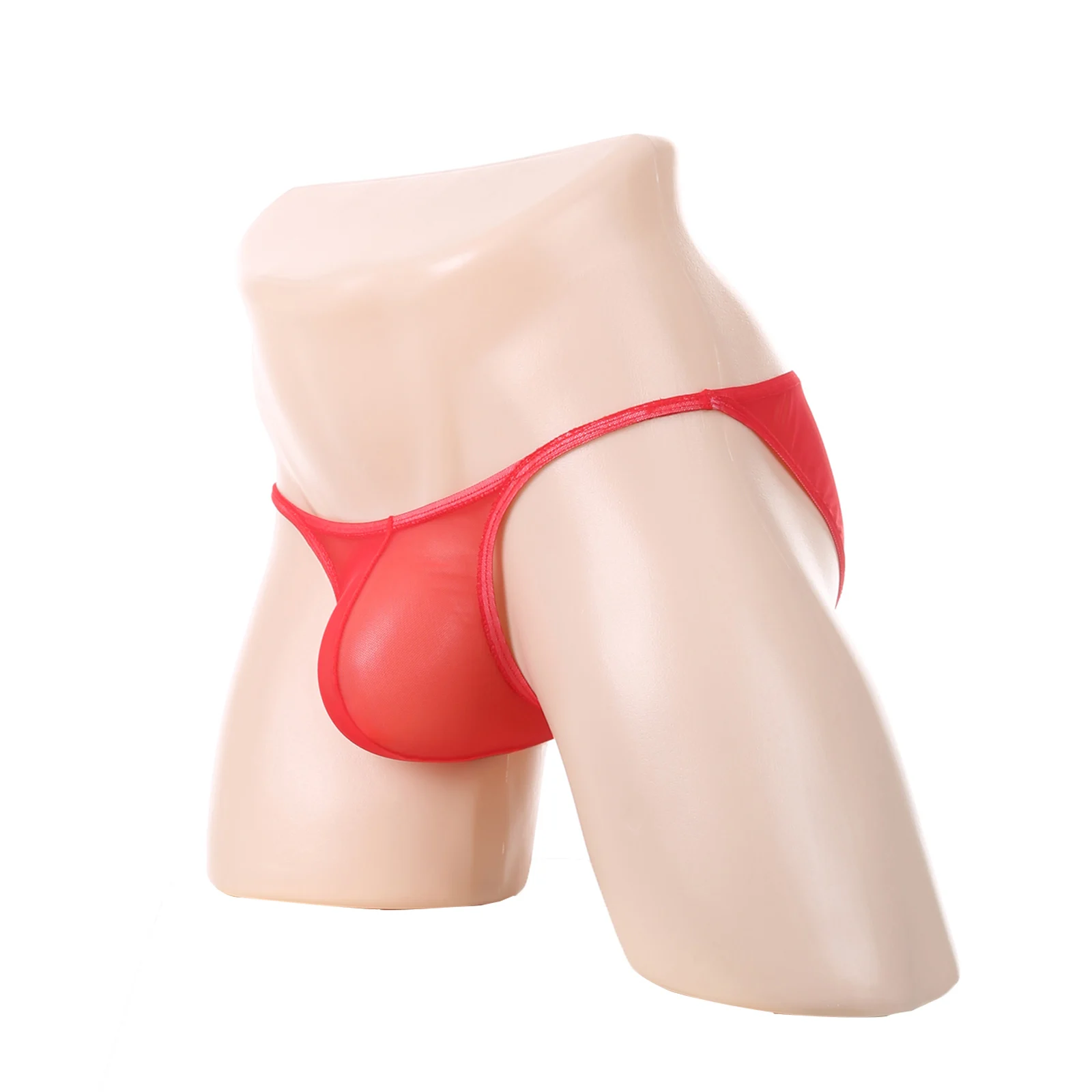 Men Mesh Briefs See through Sexy Ultra-thin Underpants Breathable high-cut Mini Panties Transparent Low Waist Male Underpants