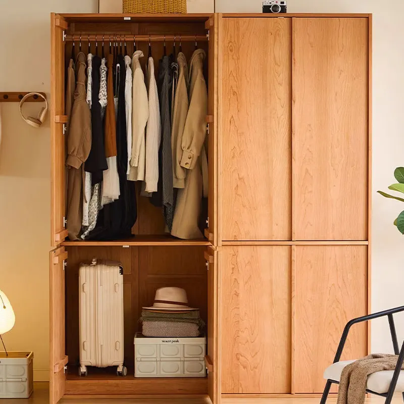 사용자 정의 가능한 북미 체리 나무 옷장 간단한 뼈 라인 일본 가구 보관함
