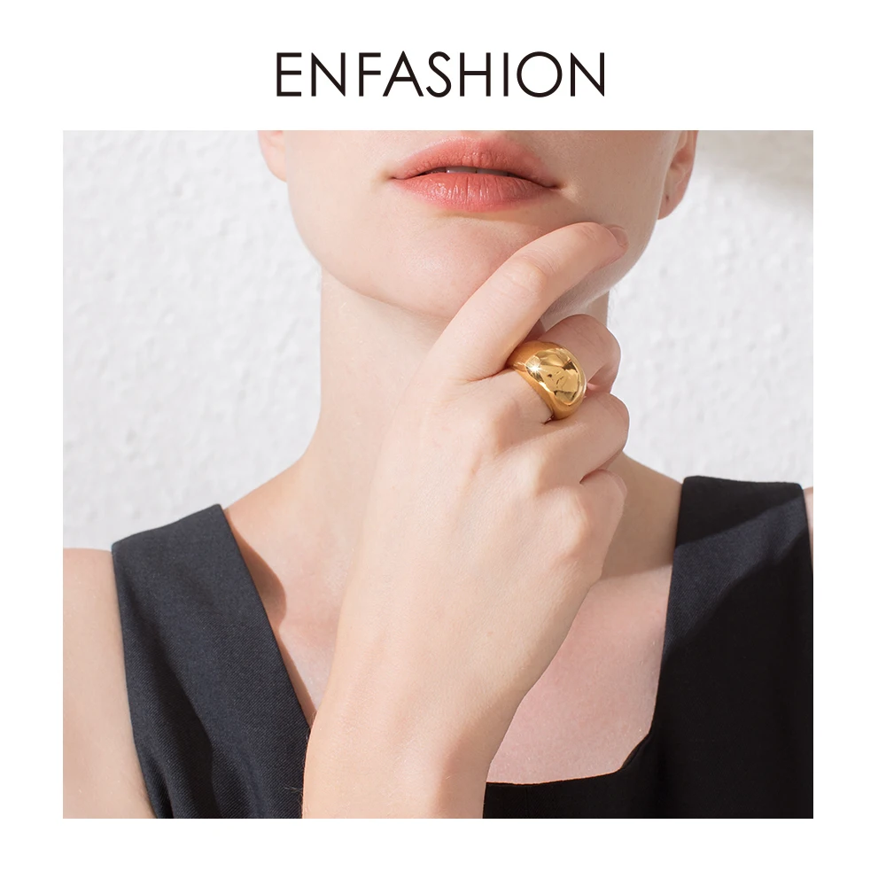 ENFASHION Punk Blank Ring Gold Color Stainless Steel Lady Simple Finger Rings For Women Minimalist Fashion Jewelry Gifts R194022