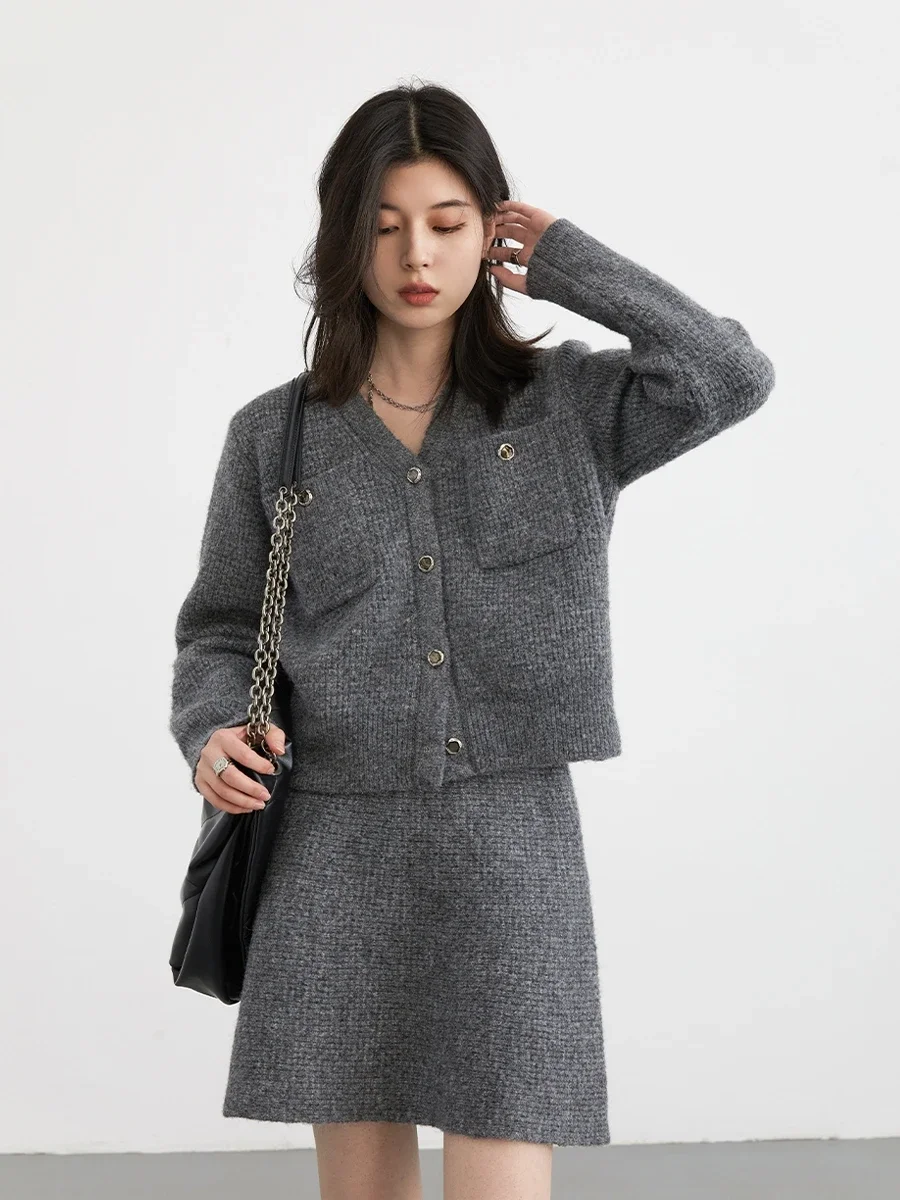 CHIC VEN Women Knitted Cardigan Loose Casual New Female Knit Sweater Elastic A-line Skirt Woman Clothing Spring Autumn 2024