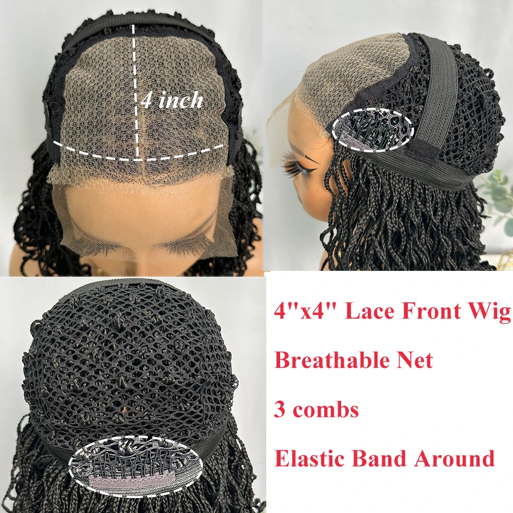 X-TRESS Twist Box Braids Synthetic Wig 4x4 Lace Front Hair for Black Women 14inch Brown Color Synthetic Wig with Baby Hair Daily