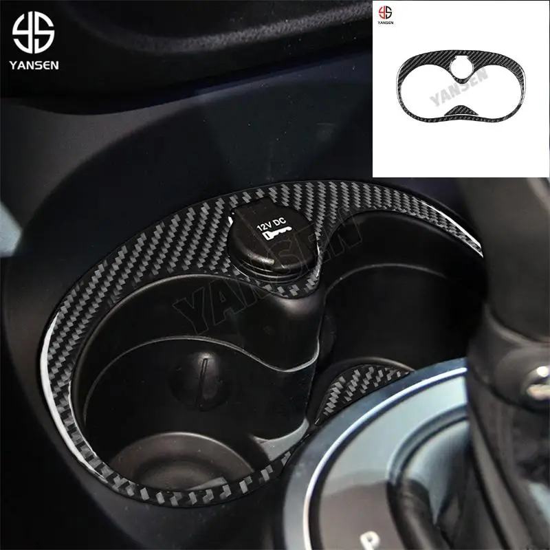 

Car Cup Holder Panel Decorative Modified Cover Carbon Fiber Sticker For Fiat 500L 2014 2015 2016 2017 Interior Accessories