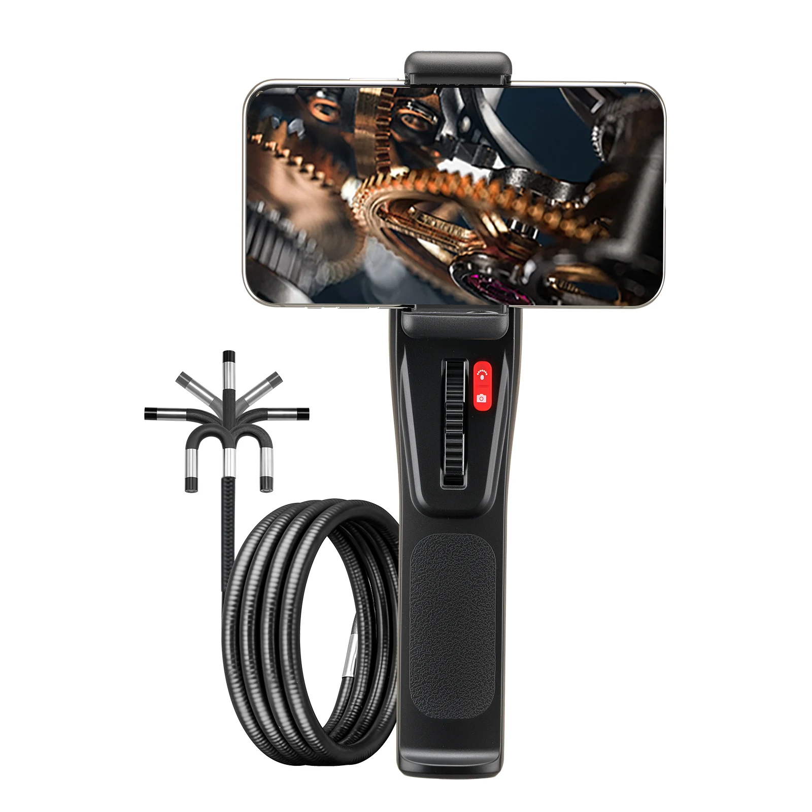 DDCAMERA Two-Way Articulating Borescope for iPhone & Smartphone 6.2MM Endoscope Camera with Light  for Engine Pipe Inspection