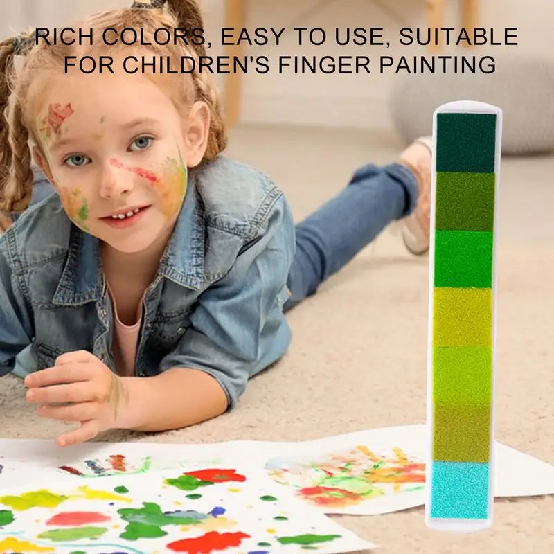 Regenbogen Farbe Tinten pads Set Farbverlauf wasch bar 7 Farben Finger Stempel kissen lange Streifen Design mehrfarbige Tinten stempel Pads für die Karten herstellung