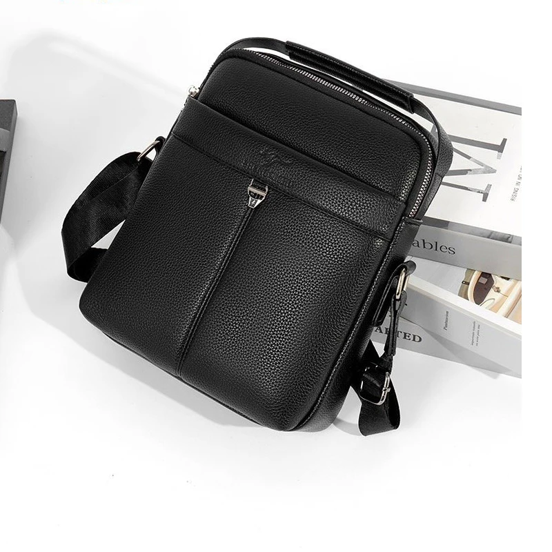 Bolso de hombro tipo bandolera de PU a la moda y popular para hombre, bolso de marca lujoso