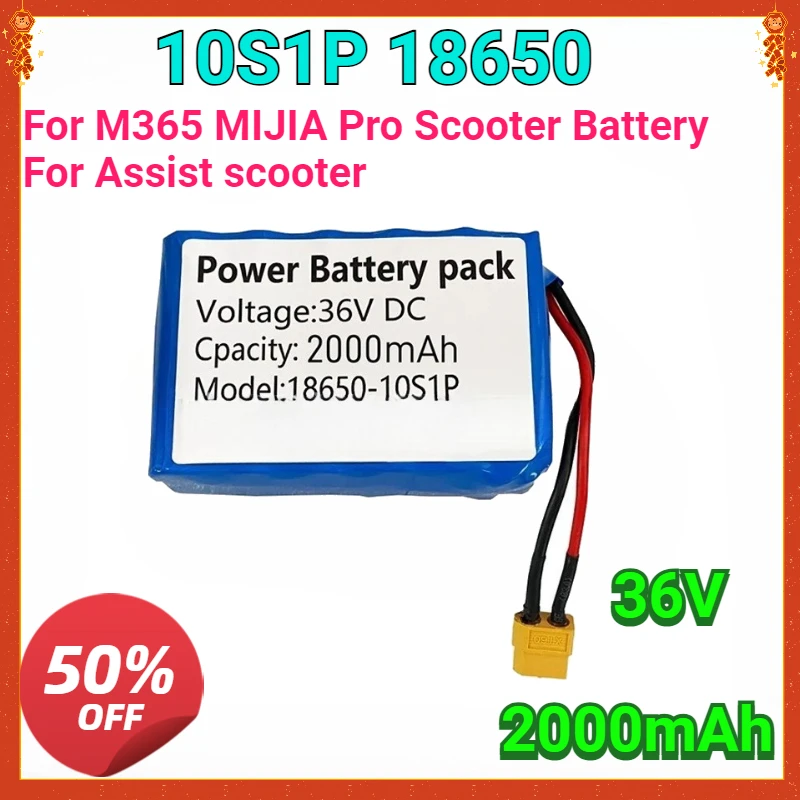 

For M365 MIJIA Pro Scooter 36V 2Ah 10S1P 18650 Lithium ion Battery Pack Extended Range Charge And Discharge XT30 Plug +15A BMS