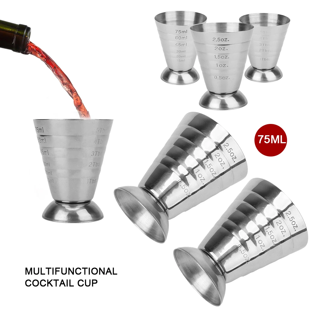 Cocktail Tools 75ML Bar Cocktail Shaker Jigger Bar Mixed Drink Accessories Measure Cup Stainless Steel