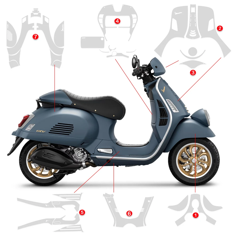 For VESPA GTV 310 TPU Anti-scratch Invisible Clear Paint Protection Film GTV310 PPF Motorcycle Fairing Protective Stickers 2025-