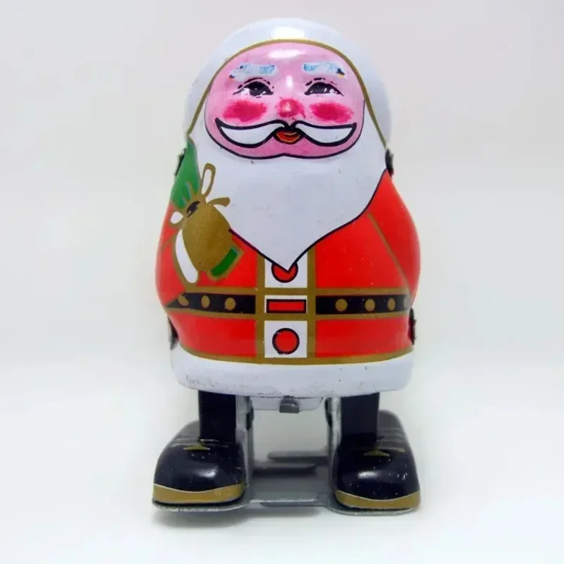Clockwork Toy Funny Metal Tin Father Christmas Mechanical Toy Collection Retro Wind Up Toy Figures Model Kids Gift