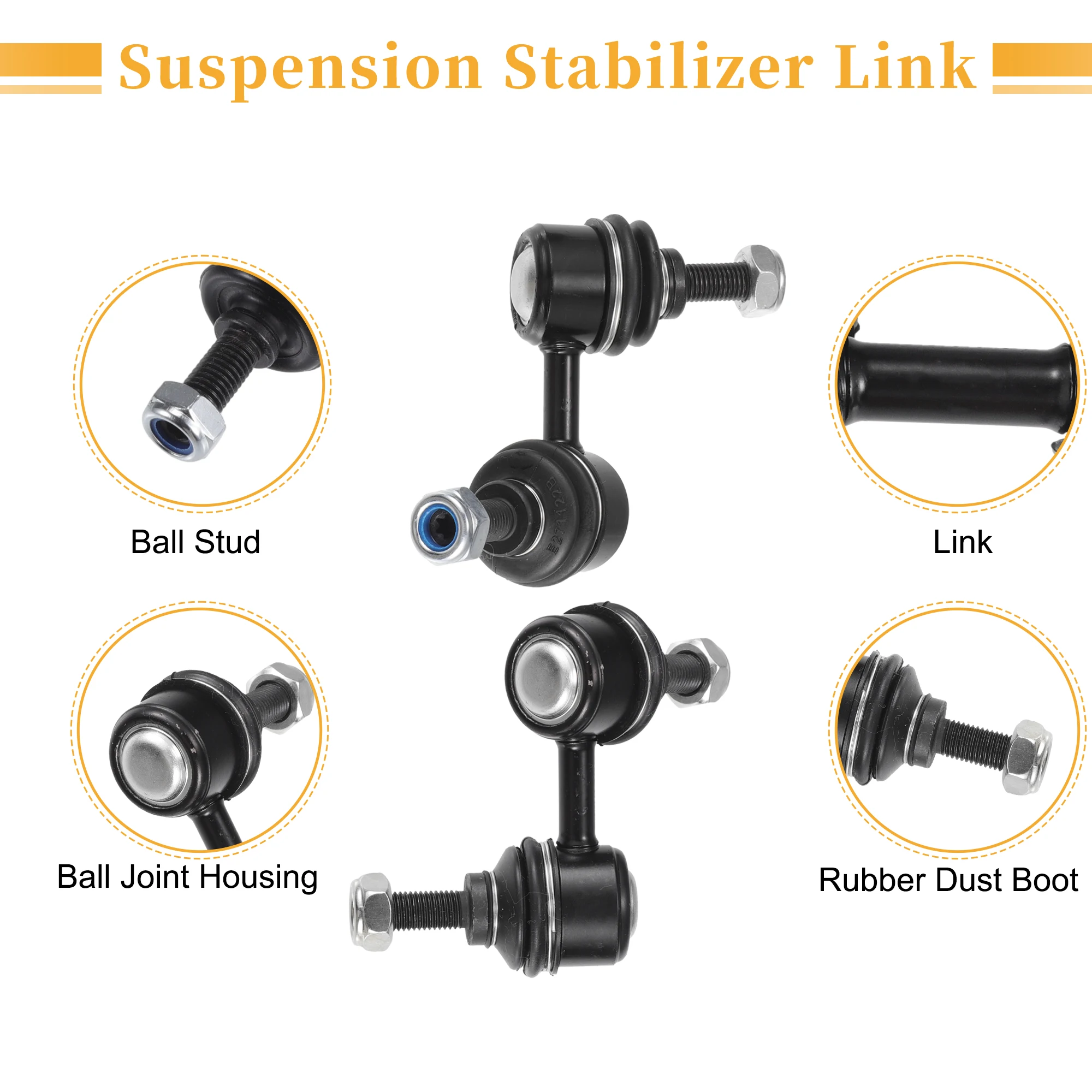 UXCELL 2 قطعة وصلة قضيب التأثير للمثبت الأمامي لـ Acura EL 2001-2005 رقم K90454/K90455