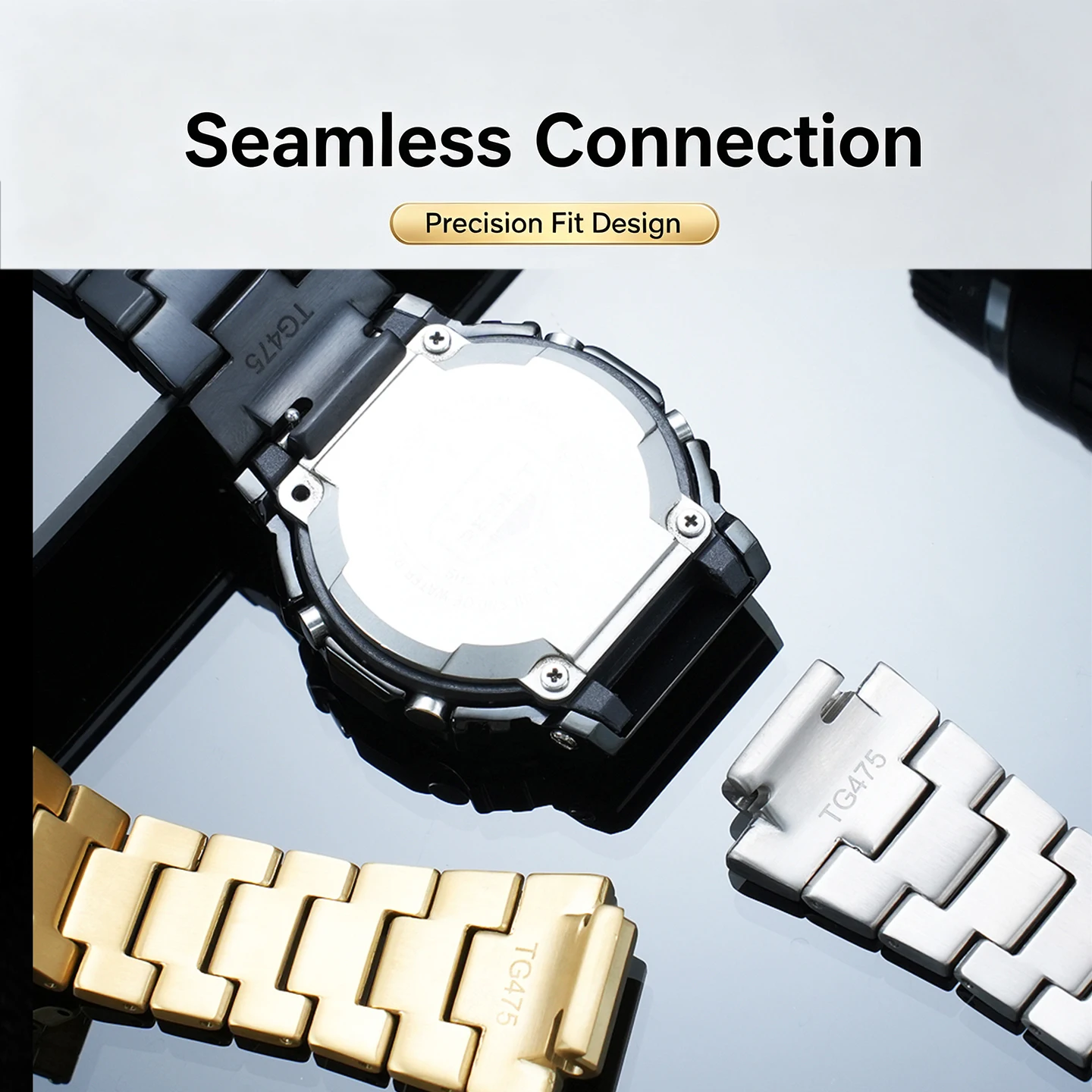 GM5600 DW5600 Mod Kit Titanium Alloy Case Bracelet Bezel Silver Black Gold For Casio G‑SHOCK GMW‑B5000 GW‑B5600 GW‑M5610 G5600U