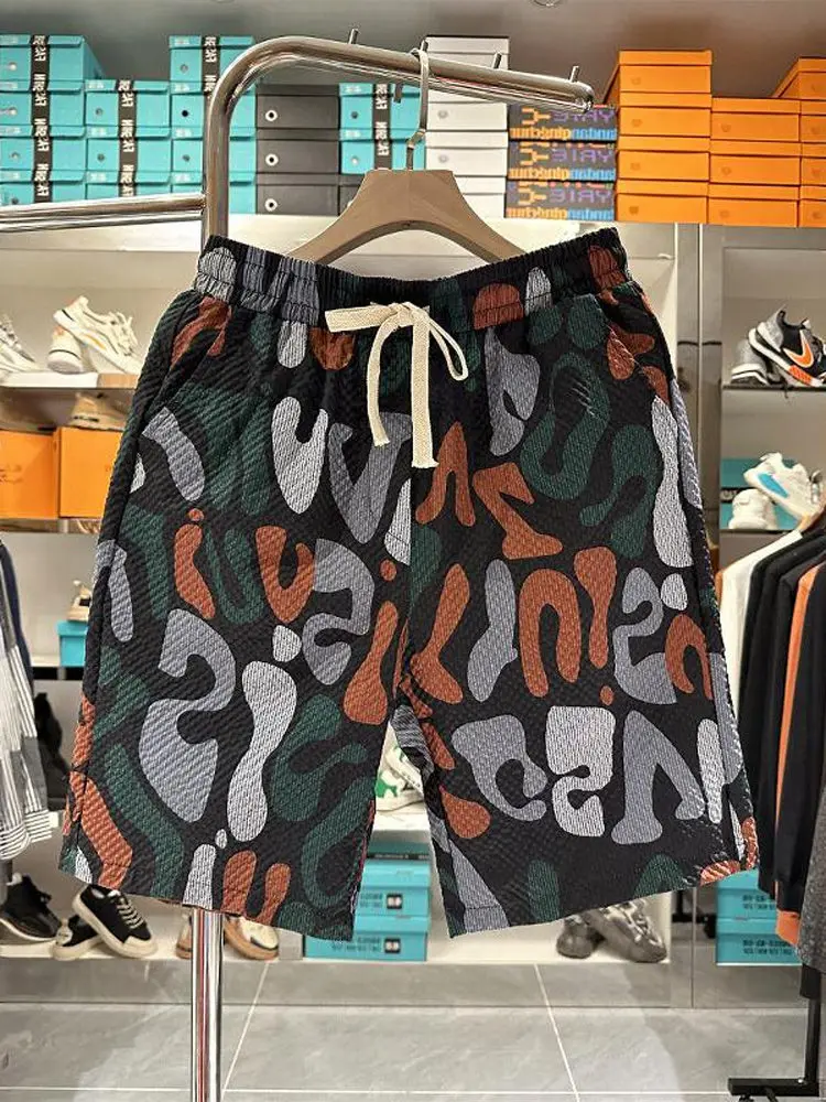 

Casual Summer Thin Beach Pants Men's Short Shorts Trendy Straight Leg mid Waist Youthful Energy Style Lightweight Cotton Shorts