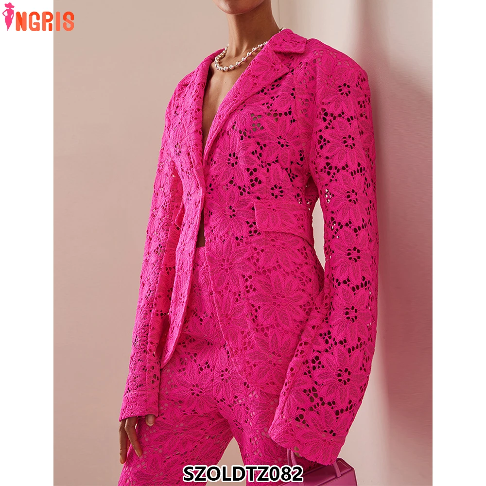 

2025 new women's clothing high quality luxury lace fabric casual pants suit plus size suit two piece set-SZOLDTZ082