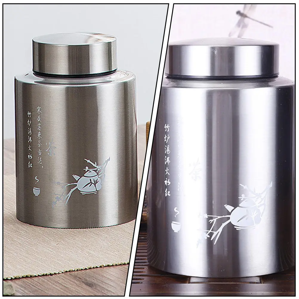 1Pcs Beautiful Tea Canister Airtight Stainless Steel Jar Festive Gift for Father Teacher Safe and Practical Use