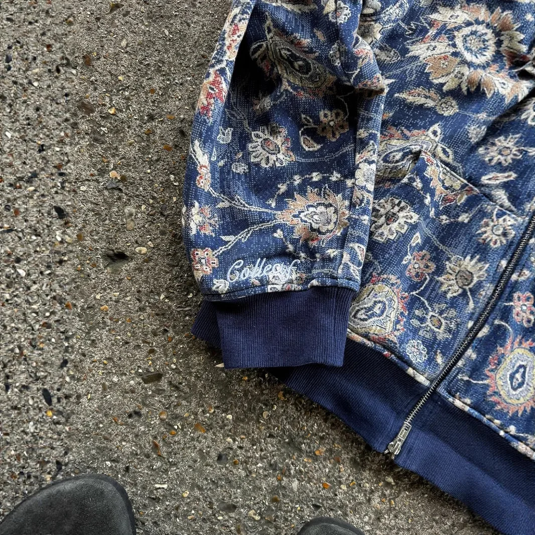 European and American 2025 New Digital Printed Hooded Sweatshirt Ins Street Retro Zipper Men's and Women's Hooded Sweatshirt