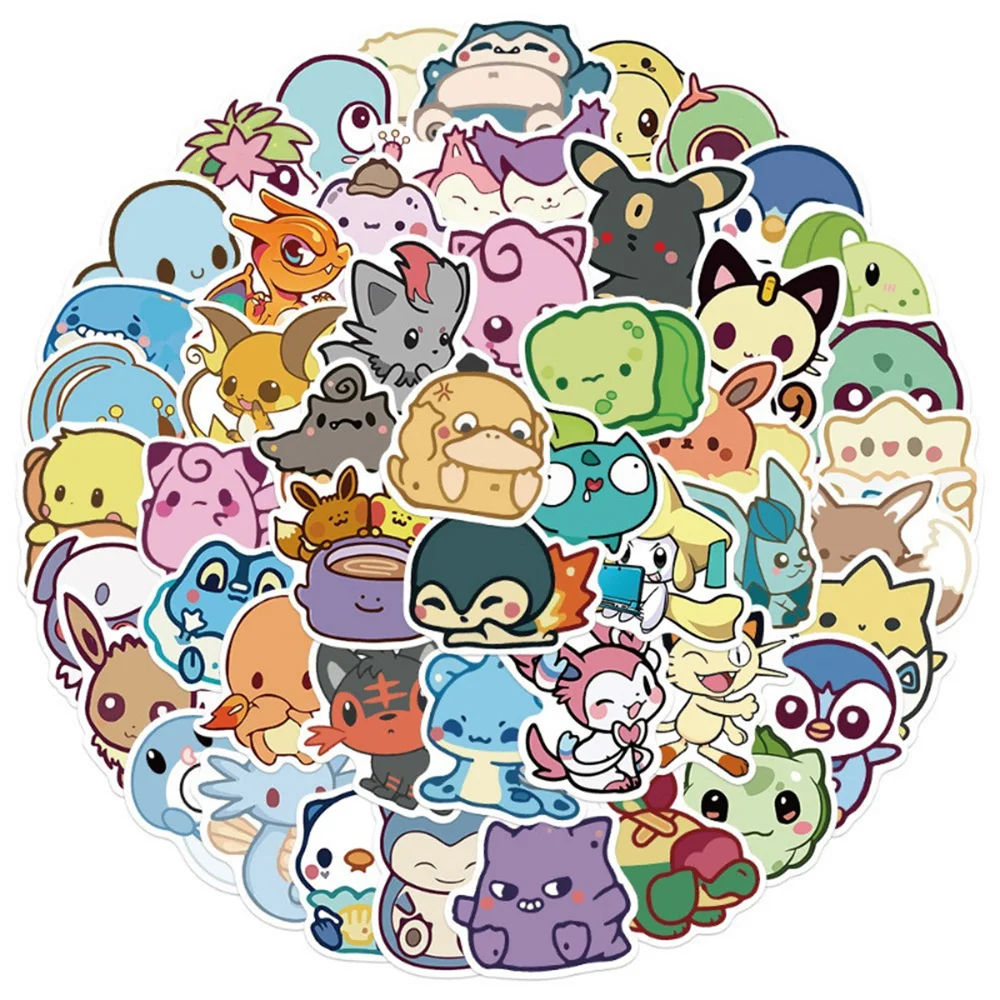 10/30/50pcs Cute Pikachu Cartoon Stickers Kawaii Pokemon Decals Toys DIY Bike Fridge Guitar Waterproof Classic Anime Sticker