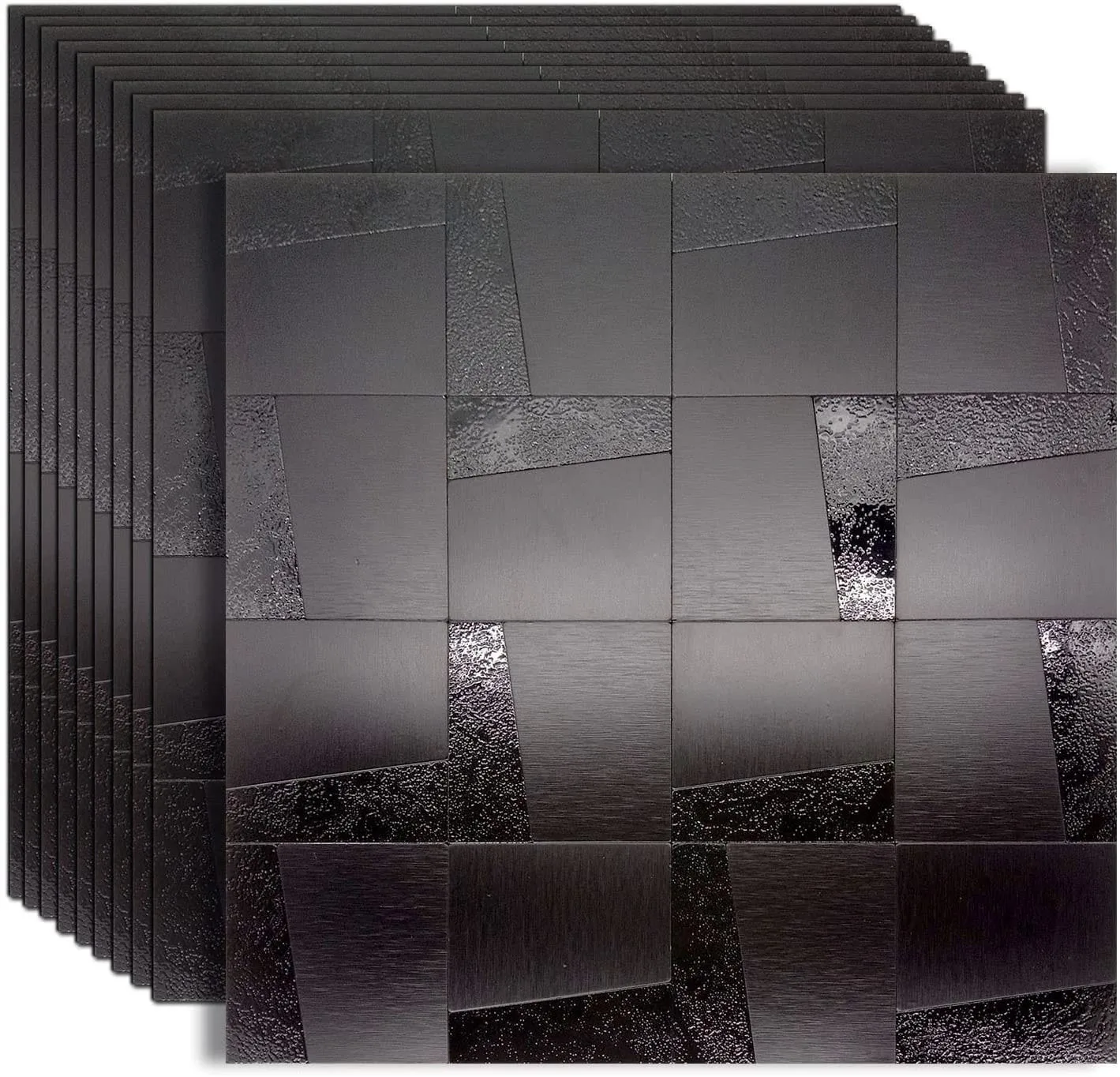 30x30cm 1PCS Aluminum Metal Tile Self-Adhesive Backsplash Peel and Stick Heat/Oil Resistant for Kitchen Stove Cabinet Renovation