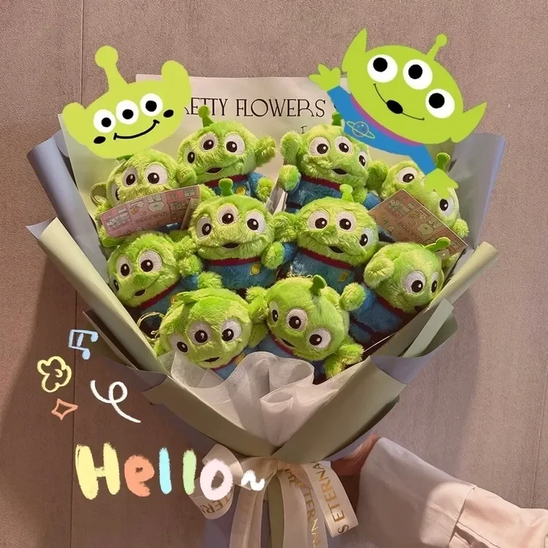 Genuine Disney Bouquets Toy Story Alien Plush Flower Bouquets Creative Cartoon Plushies Stuffed Dolls Valentine Graduation Gift