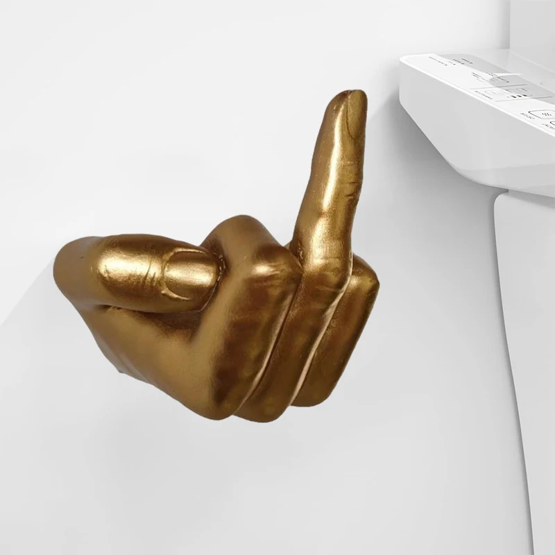 Middle Finger Toilet Paper Holder Fun Wall Mount Middle Finger Holder Bathroom Statue Toilet Tissue Roll Paper Storage Holder