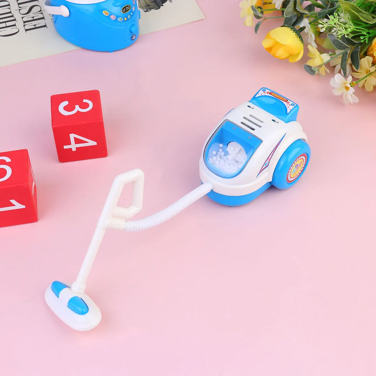 Azul aspirador de pó criança educacional fingir jogar simulação eletrodomésticos conjunto diversão imaginativa para crianças pré-escolares