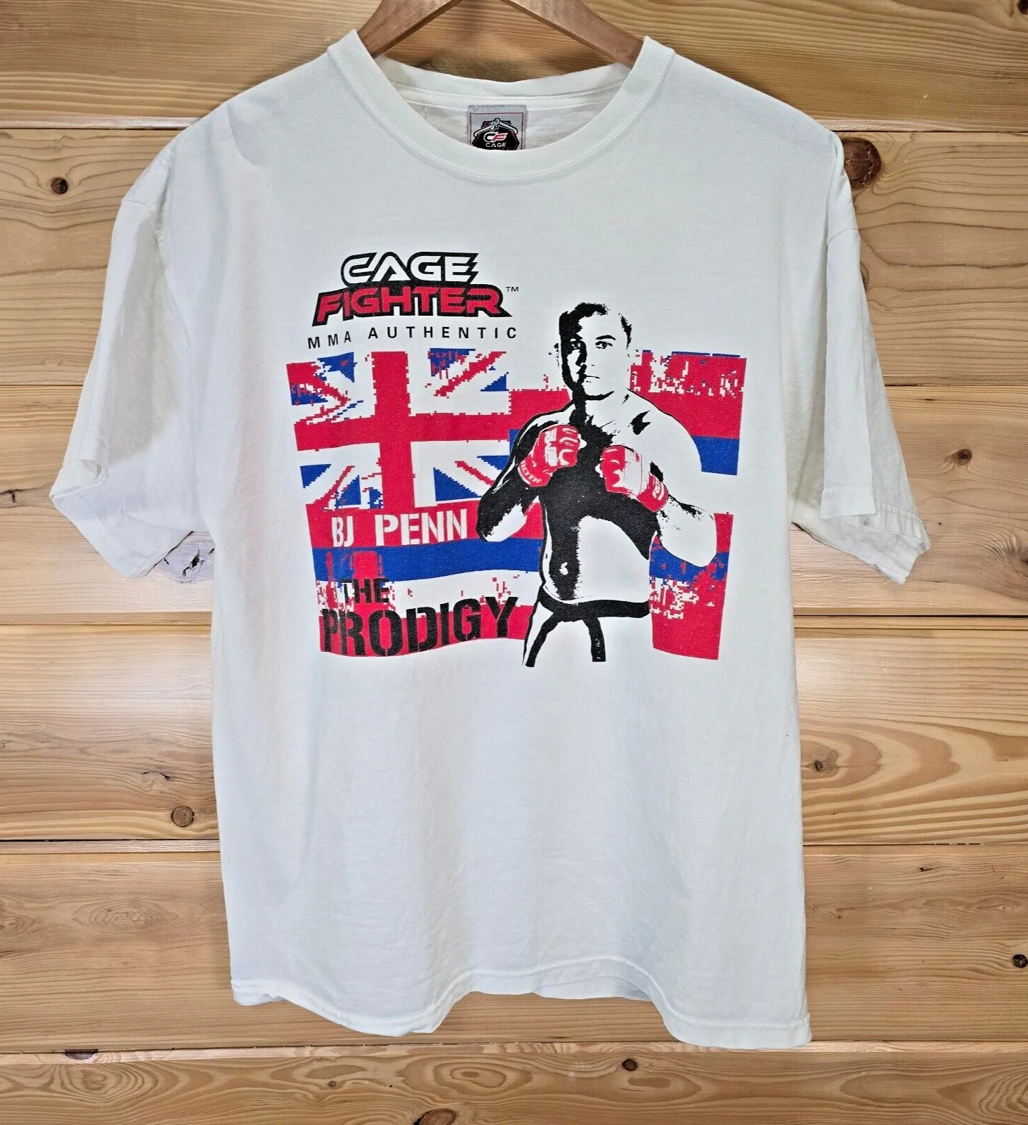 VTG Кейдж истребитель Футболка мужская размер большая коробка BJ Пенн продий долгий чтение