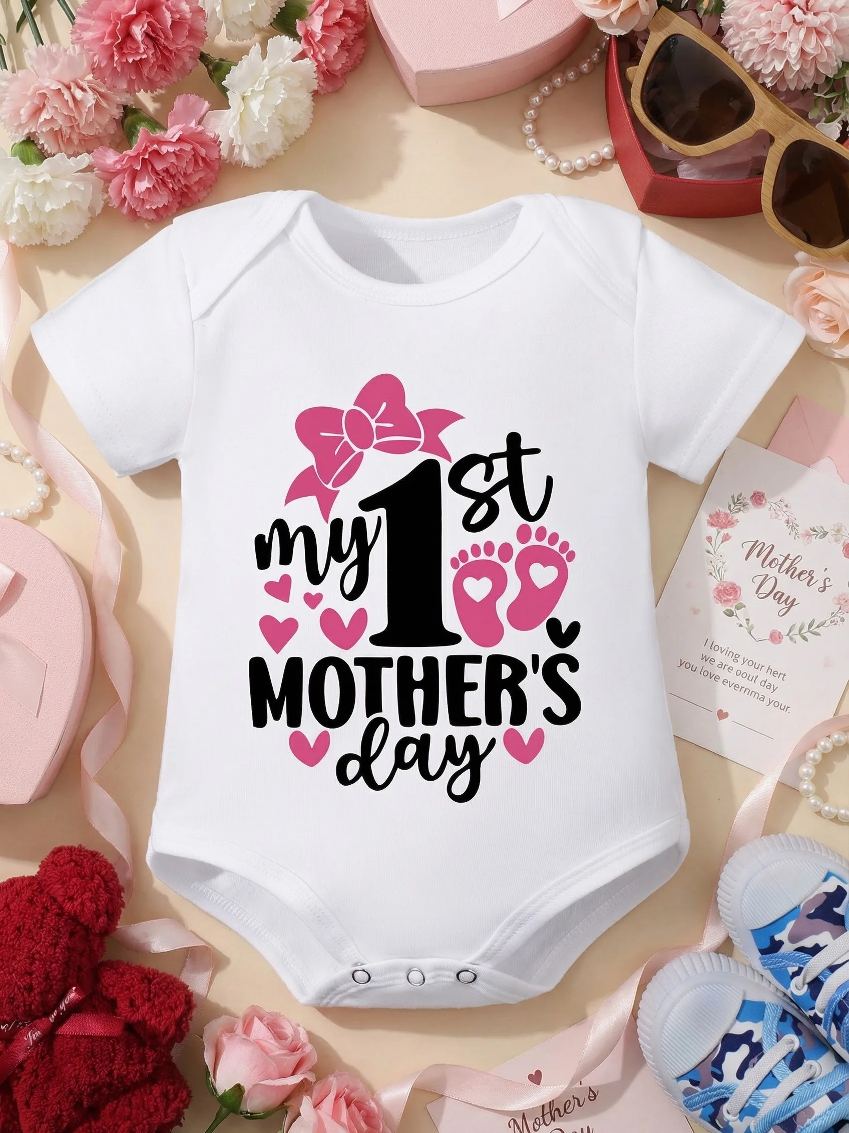 Mother's Day Newborn Triangle Bodysuit For Boys And Girls, Letter Print 100% Cotton Romper, Toddler Clothing Perfect For Outdoor