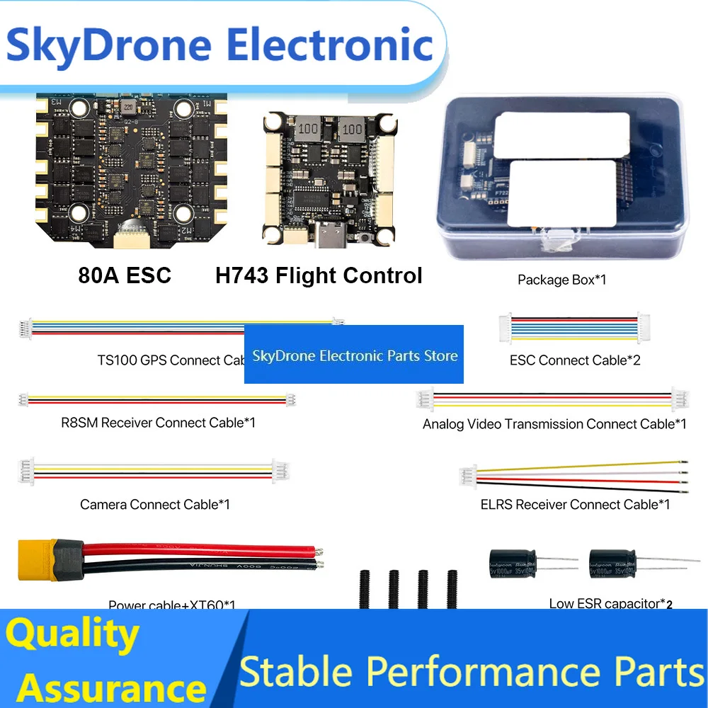 SkyDEl9IMOD H743 Flight Stack H743 Flight Control 4in1 70A/80A ESC 3-8S Lipo Dual ICM42688 Gyro 7 UART For RC FPV Racing