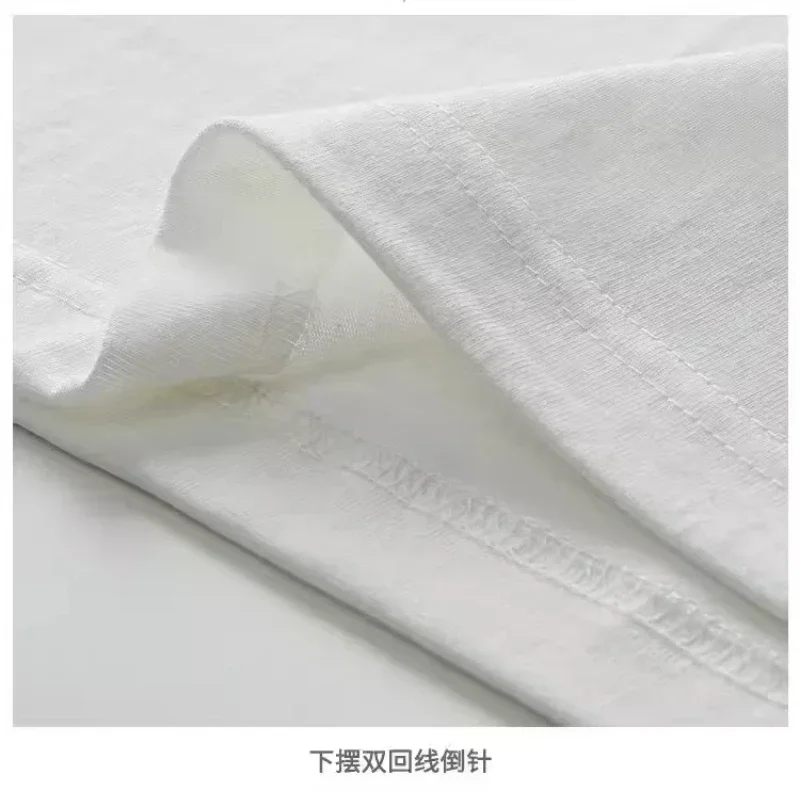 100% القطن الخالص الفاخرة العلامة التجارية تي شيرت رجالي 2024 صيف جديد البند الدب طباعة قصيرة الأكمام الكورية موضة عادية رائعة