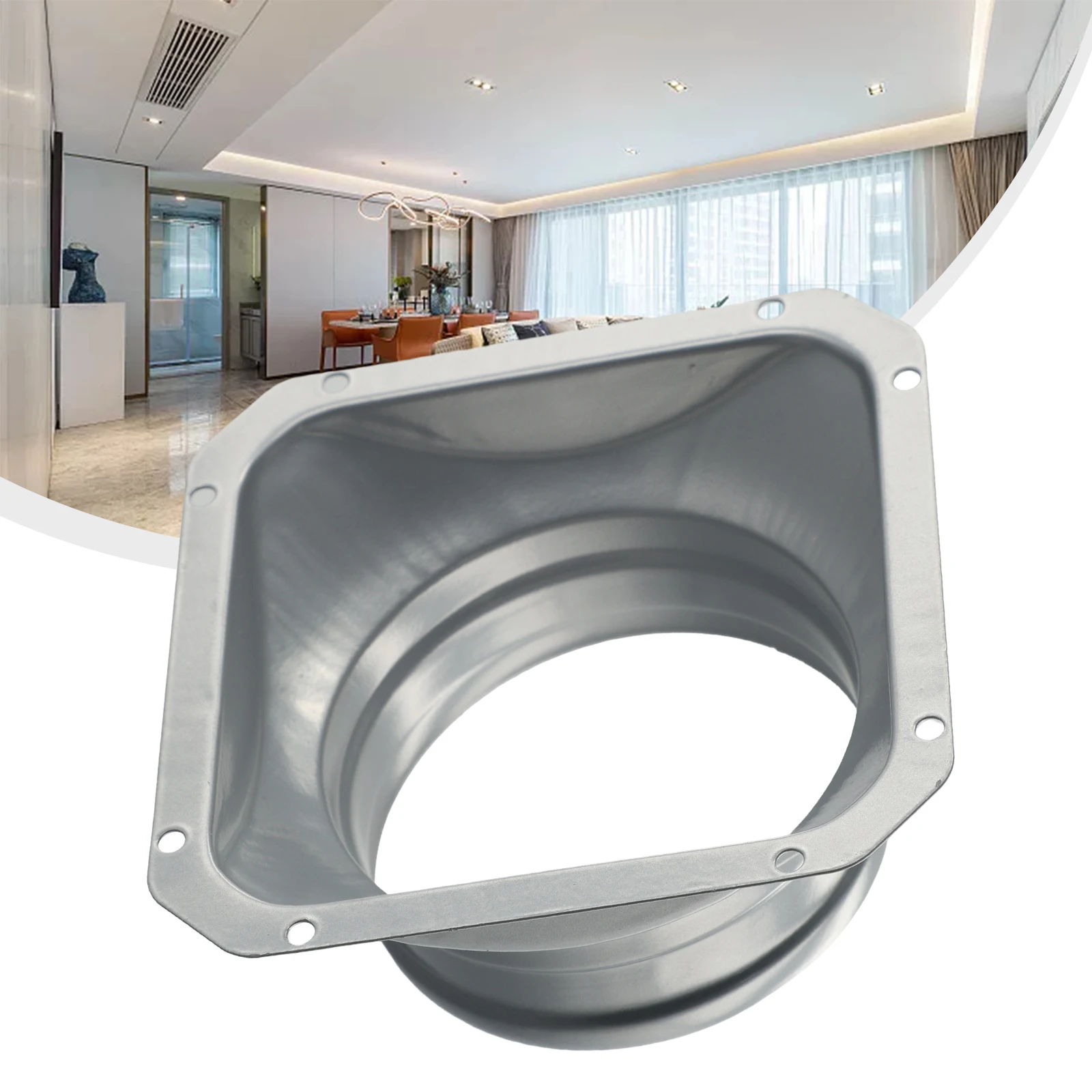Exhaust Duct Vent Flange Metal Square Base 4-10inch Electrostatic Spray For Kitchen Hood Ventilator Pipe Connecting
