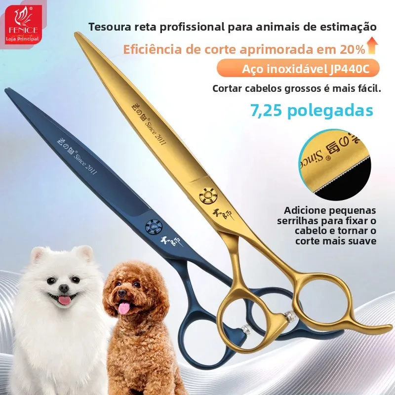 fenice-jp440c-725inch-dog-cutting-grooming-microtoothed-scissors-pet-saw-teeth-scissors-blade-with-serrated-dog-grooming-shears