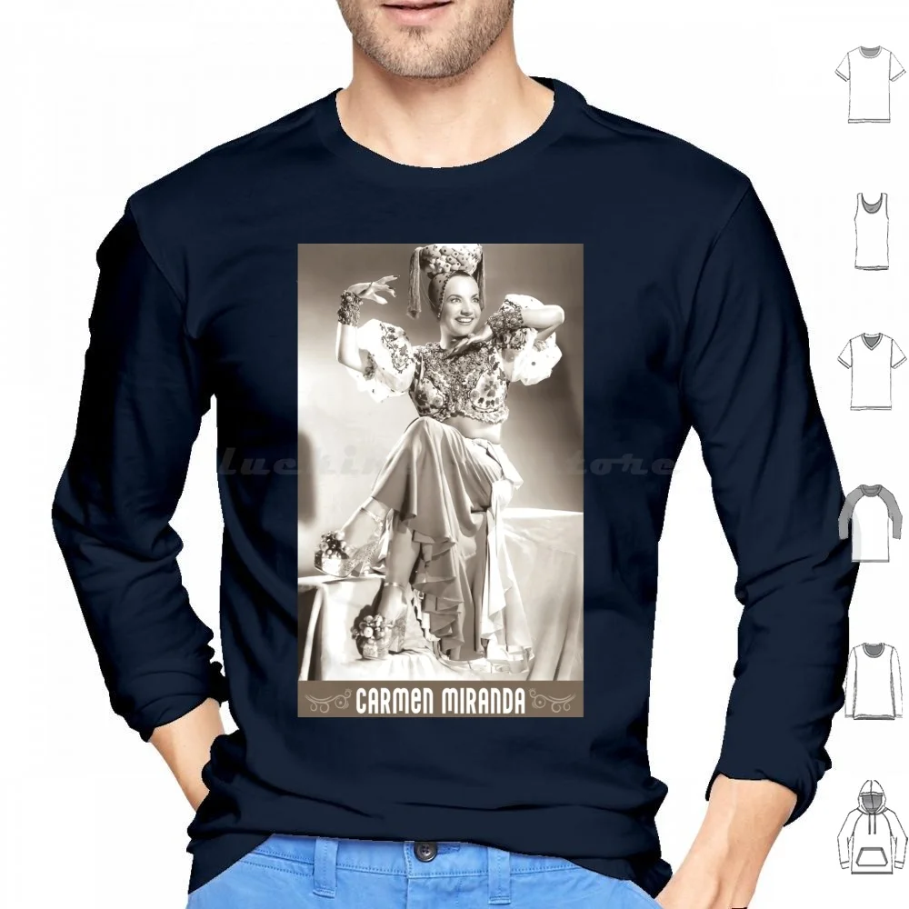 

Carmen Miranda Hoodie cotton Long Sleeve Carmen Miranda Singer Dancer Broadway Actress Film Star Movie Star The