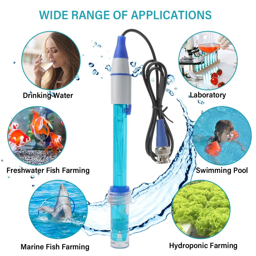 Yieryi Ph Electrode Probe Aquarium Swimming Pool BNC Replace Probe Connector PH Calibration Liquid Tester Acidity Meter Detector