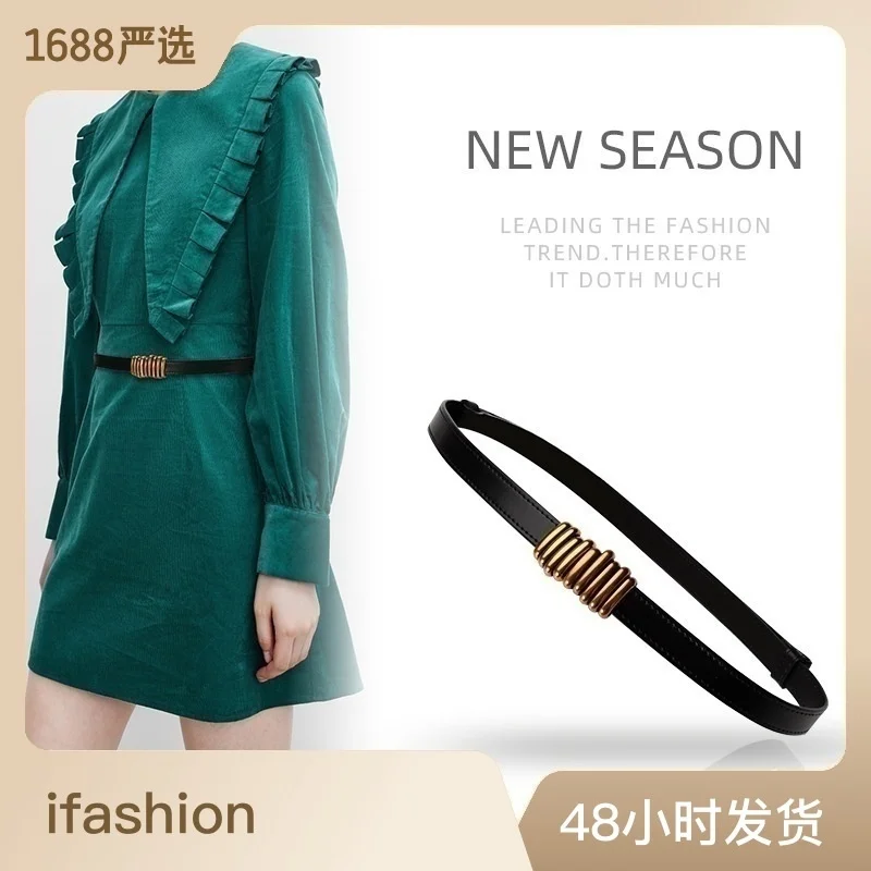 

100% genuine real leather Belt women's adjustable belt fashion small with dress thin waist