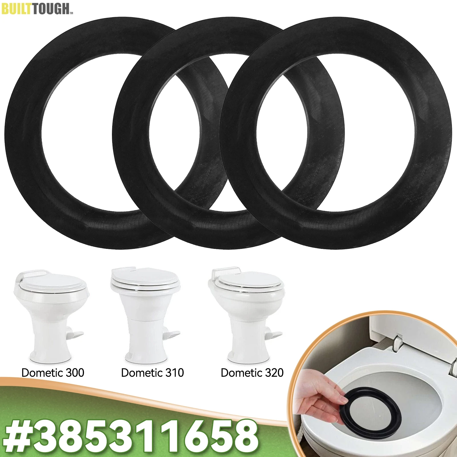 

3 шт./компл., комплект уплотнительных колец для смыва унитаза 385311658, уплотнительные кольца для смыва унитаза, прокладка для унитазов Dometic 300 310 320 RV, дома на колесах