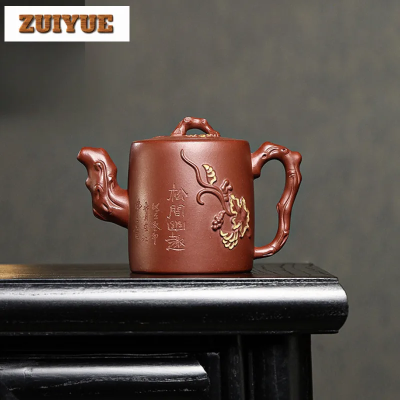 340ml Antique Yixing Purple Clay Teapots Handmade Grapes Pot Raw Ore Dicaoqing Mud Kettle With Infuser Chinese Zisha Tea Set For