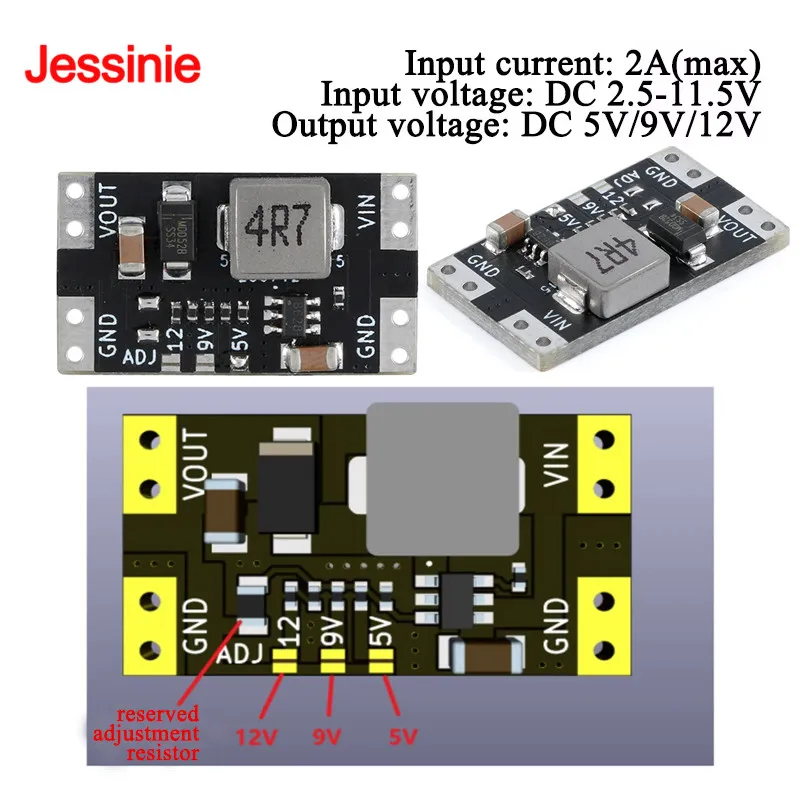 10pcs/1pc XL3608 5V 9V 12V 2A Mini DC-DC Step Up Booster Switching Power Supply Module Switch Board 2.5V-11.5V Input Voltage