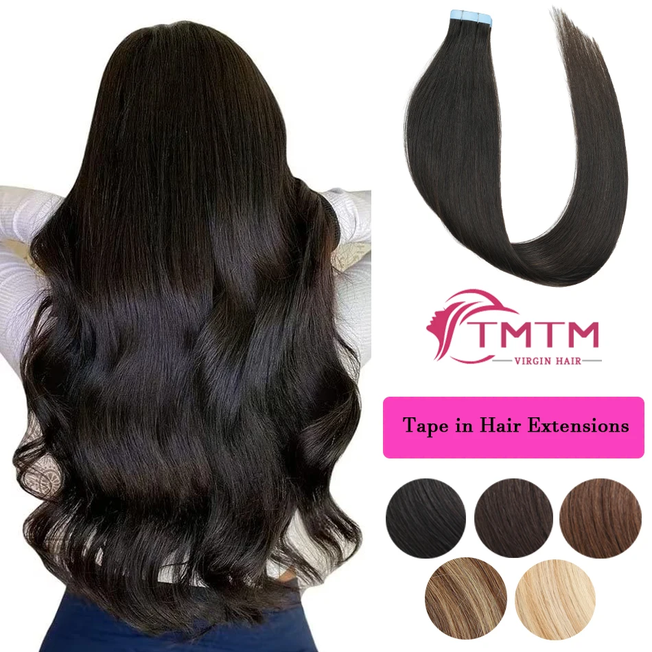 Dark Brown Color Silky Straight Tape in Hair Extensions Human Hair 100% Brazilian Remy Human Hair for Women 2.5g/pc 12-26 inch