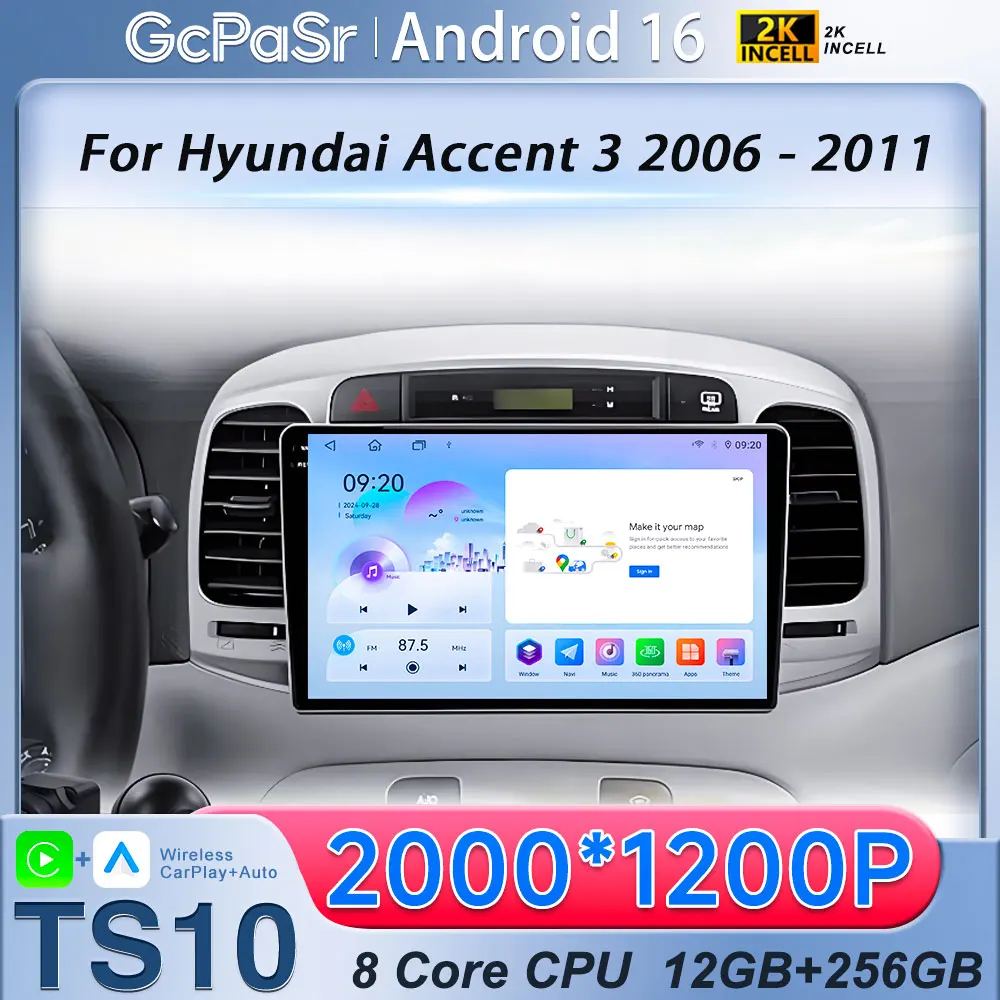 

Android 16 Car Screen For Hyundai Accent 3 2006 - 2011 8 Core Car Radio Stereo Head Unit Automotive Multimedia Bluetooth 5G Wifi