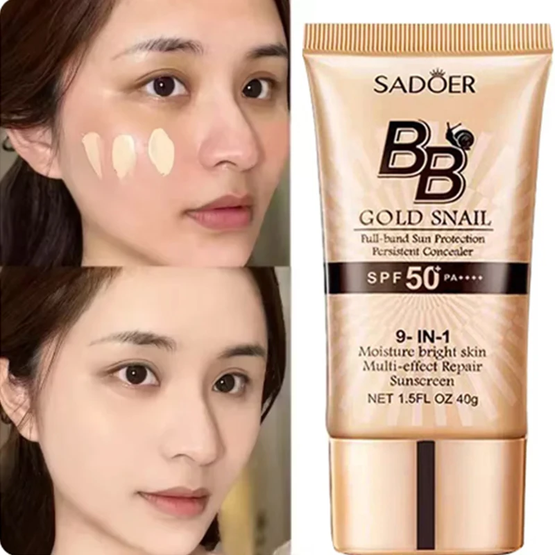 

Whitening Sunscreen Golden Snail BB Cream Face Foundation Waterproof Lasting Full Coverage Concealer Women Makeup Base Primer