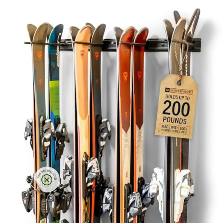 Ski Rack Wall Mount Heavy-Duty Steel Ski Wall Mount Holds Up to Pairs of Space-Saving Ski Rack for Garage Home or Cabin Durable