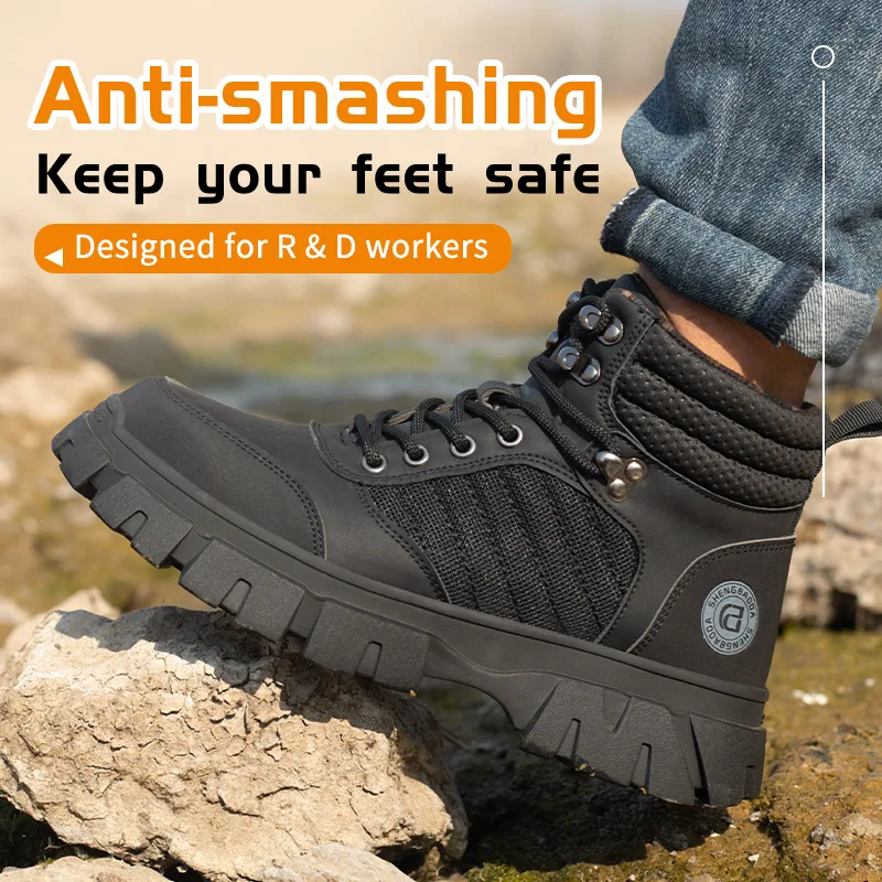 Steel Toe Safety Shoes Man for Work Safety Boots Anti Smash Anti-Stab Protect Safety Work Shoes Men Breathable Work Sneakers