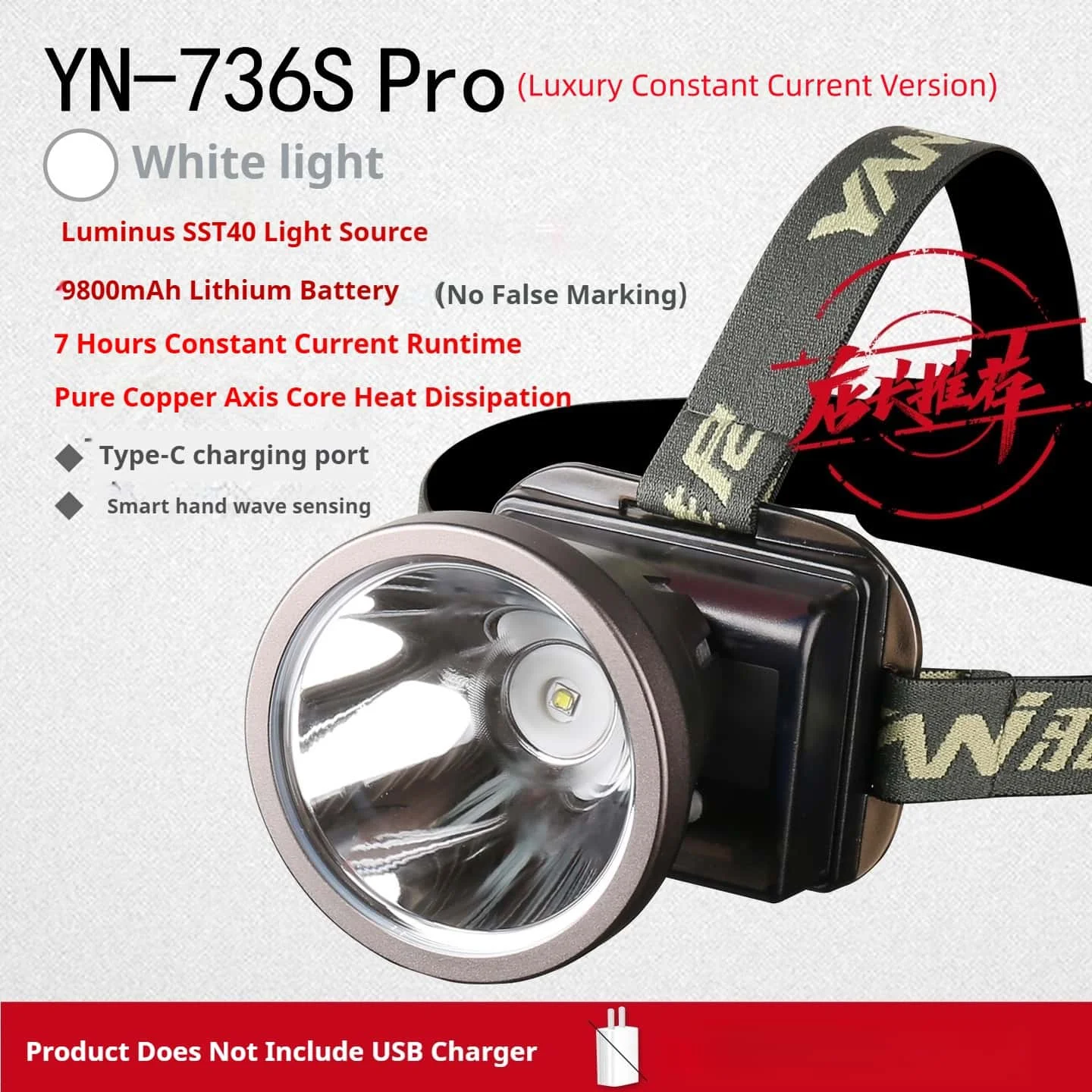 

736S Pro Constant Current Headlamp Super Bright Recharge Headlight New Headlamp Flashlight for Outdoor Mining Long Battery Life