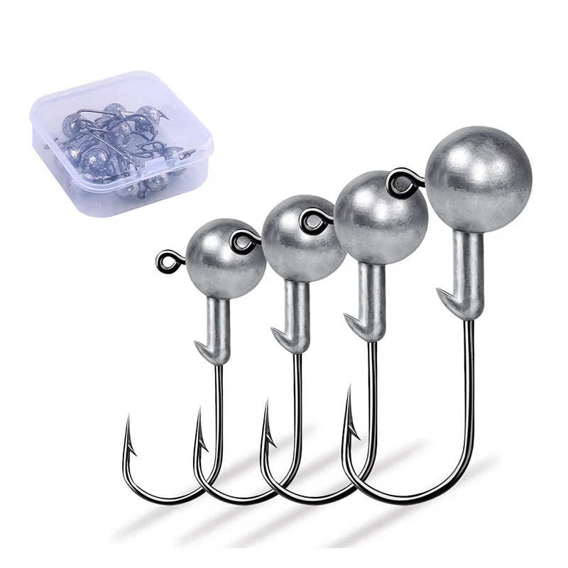 10Pcs 20Pcs Jig Kopf Angelhaken 1,5g 3g 3,5g 5g 7g 10g Runde Ball Jig Haken mit Klinge Unkraut Angelhaken Für Weiche Wurm Angeln