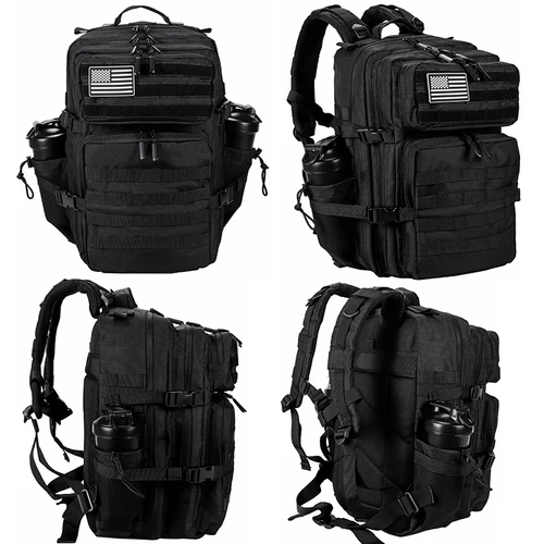 Imagen 2 del producto Mochila táctica LHI 45L/35L/25L para hombres y mujeres, impermeable, para atleta, gimnasio, bolsa al aire libre, mochila de viaje para senderismo con portabotellas