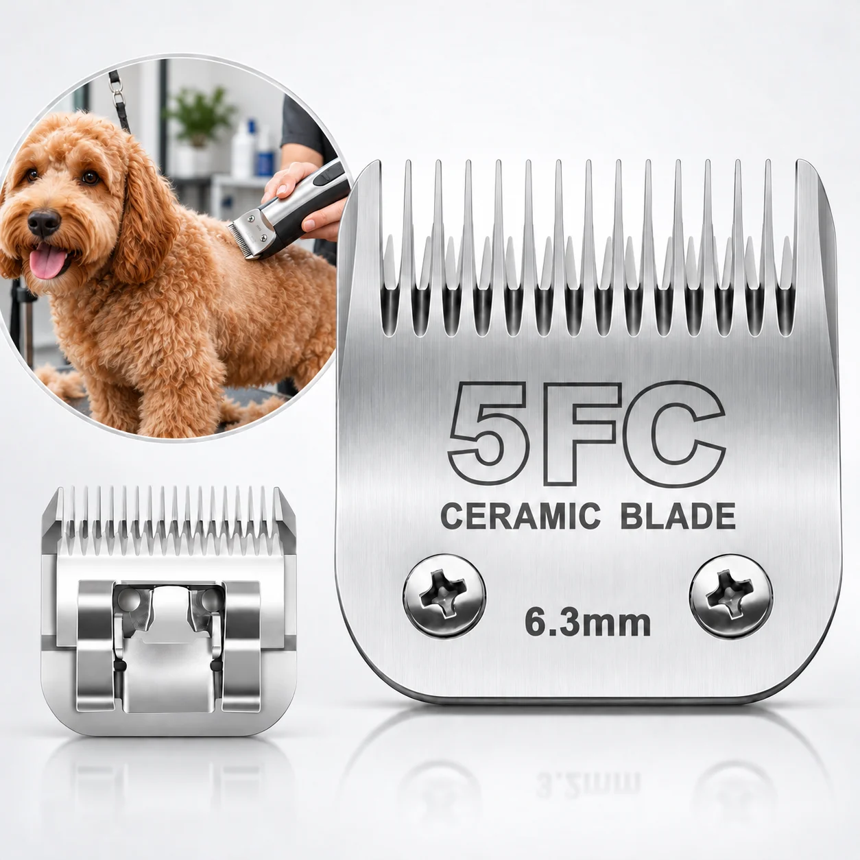 5FC Detachable Pet Dog Clipper Blade Set Compatible With For Most Andis, Oster A5 , Wahl KMClippers，Ceramic &Carbon Steel Blade
