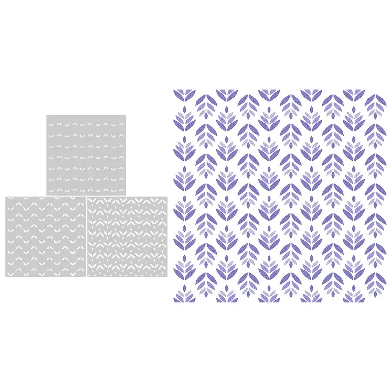 

3PCs Spring Leaves Grass Plastic Stencils For Decor DIY Scrapbooking Supplies Stencil For Cards Albums Background